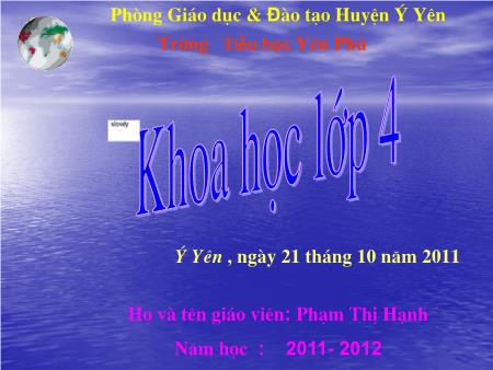 Bài giảng Khoa học Lớp 4 - Bà 20: Nước có những tính chất gì - Phạm Thị Hạnh