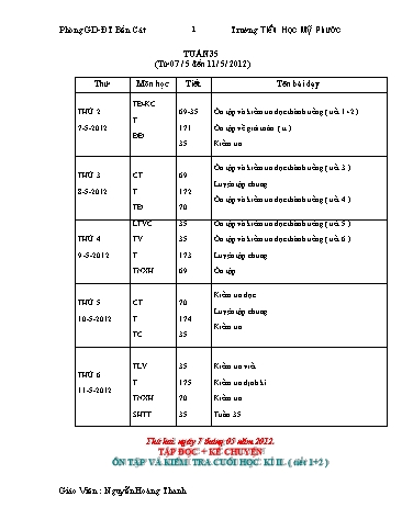 Giáo án tổng hợp các môn Khối 3 - Tuần 35