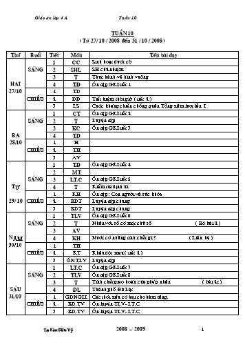 Giáo án tổng hợp các môn Khối 4 - Tuần 10