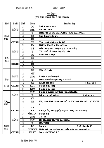 Giáo án tổng hợp các môn Khối 4 - Tuần 11