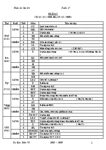 Giáo án tổng hợp các môn Khối 4 - Tuần 17