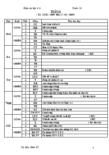 Giáo án tổng hợp các môn Khối 4 - Tuần 24