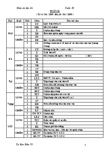 Giáo án tổng hợp các môn Khối 4 - Tuần 30