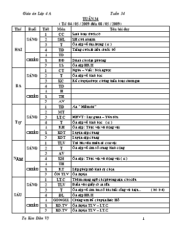 Giáo án tổng hợp các môn Khối 4 - Tuần 34
