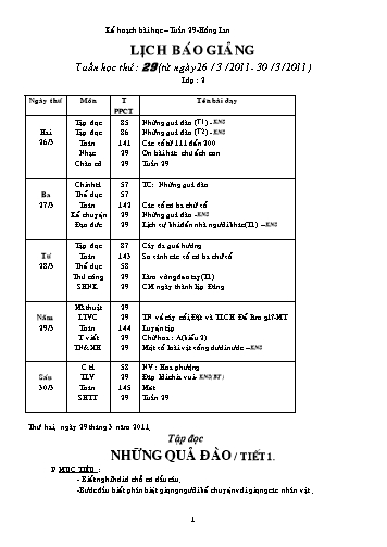 Giáo án tổng hợp các môn Lớp 2 - Tuần 29