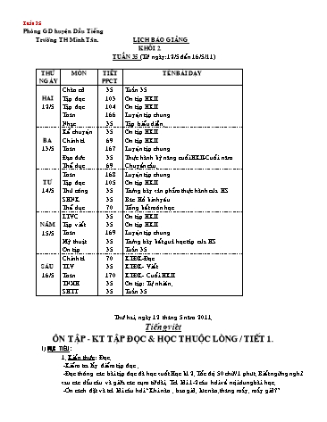 Giáo án tổng hợp các môn Lớp 2 - Tuần 35