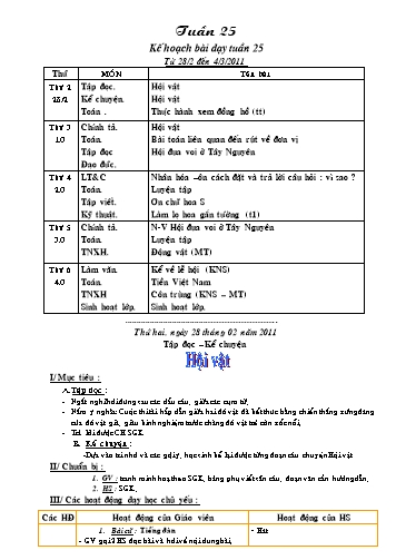 Giáo án tổng hợp các môn Lớp 3 - Tuần 25