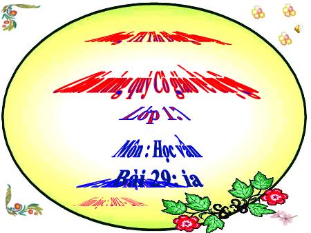 Bài giảng môn Tiếng Việt Lớp 1 - Học vần - Bài 29: Ia - Phan Thị Minh Thư Bài giảng môn Tiếng Việt Lớp 1 - Học vần - Bài 29: Ia - Phan Thị Minh Thư