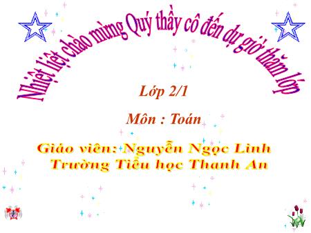 Bài giảng môn Toán Lớp 2 - Bài: Luyện tập - Năm học 2017-2018 - Nguyễn Ngọc Linh