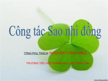 Bài giảng Sinh hoạt sao nhi đồng - Chủ điểm: An toàn giao thông