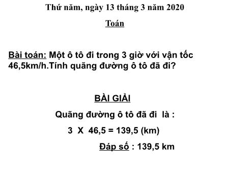 Bài giảng Toán Lớp 5 - Bài: Thời gian - Năm học 2019-2020