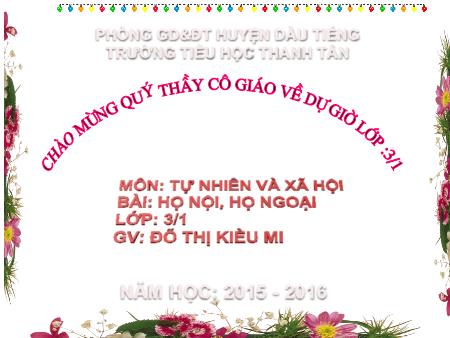 Bài giảng Tự nhiên xã hội Lớp 3 - Bài 20: Họ Nội, họ Ngoại - Năm 2015-2016 - Đỗ Thị Kiều Mi