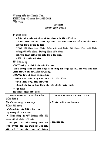 Giáo án môn Kĩ thuật Lớp 4 - Bài: Khâu đột thưa - Tô Thị Mẫn - Trường Tiểu học Thanh Tân