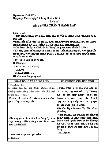 Giáo án môn Lịch sử Khối 4 - Bài 12: Nhà Trần thành lập - Tô Thị Mẫn