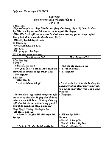 Giáo án môn Tiếng Việt Lớp 4 - Tuần 17 - Tập đọc: Rất nhiều mặt trăng (Tiếp theo) - Năm học 2015-2016