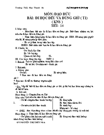 Giáo án Tổng hợp các môn Lớp 1 - Tuần 14 - Nguyễn Thị Thúy Nga