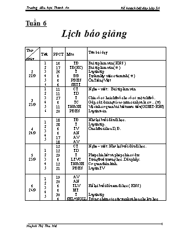 Giáo án tổng hợp các môn Lớp 3 - Tuần 6 - Năm học 2014-2015 - Trường Tiểu học Thanh An