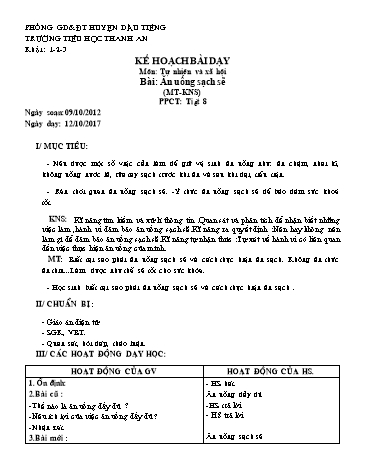 Giáo án Tự nhiên xã hội Khối 1-2-3 - Bài: Ăn uống sạch sẽ - Nguyễn Ngọc Linh - Trường Tiểu học Thanh An