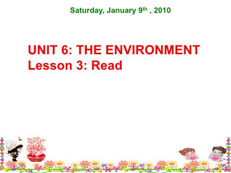 Bài giảng Tiếng anh Lớp 9 - Unit 6: The Enviroment. Lesson 3: Read