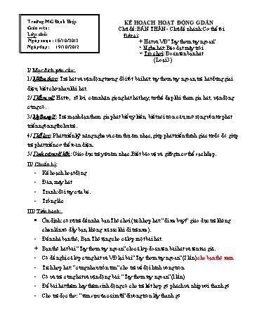 Giáo án mầm non Lớp Chồi - Chủ đề: Cơ thể tôi - Đề tài: Hát và VĐ“Tay thơm tay ngoan”. Nghe hát: Bèo dạt mây trôi - Trường Tiểu học Định Hiệp