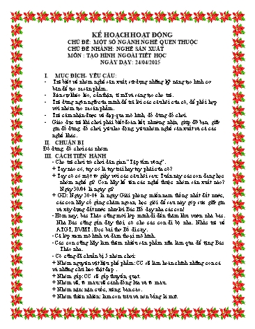 Giáo án mầm non Lớp chồi - Chủ đề: Một số ngành nghề quen thuộc. Nghề sản xuất