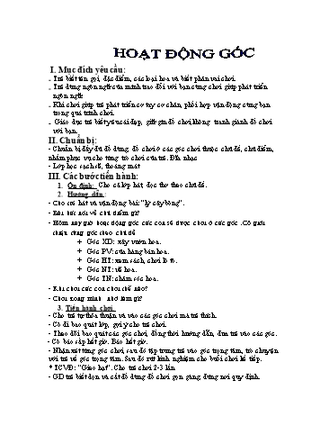Giáo án mầm non Lớp chồi - Hoạt động góc
