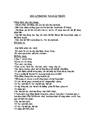 Giáo án mầm non Lớp chồi - Hoạt động ngoài trời