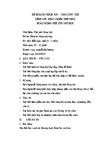 Giáo án mầm non Lớp chồi - Lĩnh vực phát triển thể chất - Hoạt động thể dục giờ học