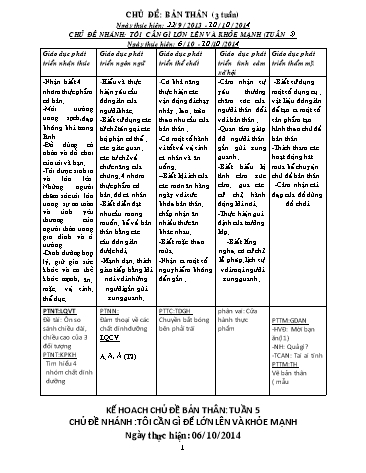 Giáo án mầm non Lớp Lá - Chủ đề: Bản thân (3 tuần) - Vũ Thị Chiến