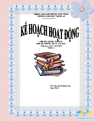 Giáo án mầm non Lớp Lá - Chủ đề: Bé bà các bạn - Năm học 2019-2020 - Nguyễn Thị Bích Liên