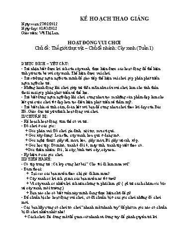 Giáo án mầm non Lớp Lá - Chủ đề: Cây xanh - Vũ Thị Lan