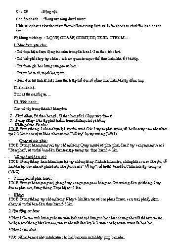 Giáo án mầm non Lớp Lá - Chủ đề: Động vật sống dưới nước - Đề tài: Ném trúng đích xa 1-2m theo trò chơi: Đội nào nhanh hơn
