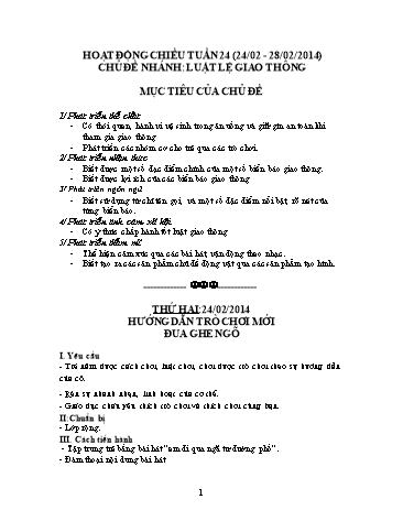 Giáo án mầm non Lớp Lá - Chủ đề: Luật lệ giao thông