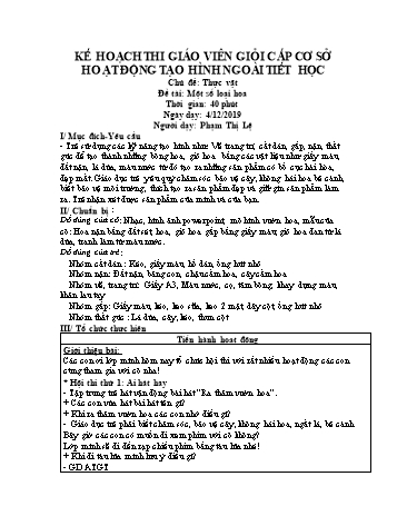Giáo án mầm non Lớp Lá - Chủ đề: Thực vật - Đề tài: Một số loại hoa - Năm học 2019-2020 - Phạm Thị Lệ