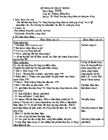 Giáo án mầm non Lớp Lá - Chủ đề: Trường Mầm Non - Đề tài: Bò bằng bàn tay cẳng chân và chui qua cổng