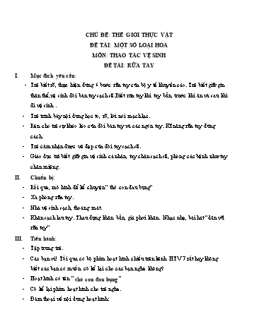 Giáo án mầm non Lớp Lá - Đề tài: Một số loài hoa. Rửa tay