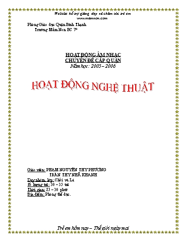 Giáo án mầm non Lớp Lá - Giáo dục âm nhạc - Chủ đề: Chào đón năm mới - Phạm Nguyễn Thy Phương