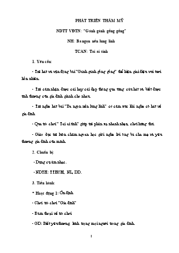 Giáo án mầm non Lớp Lá - Giáo dục âm nhạc - Đề tài: Nghe hát "Ba ngọn nến lung linh"