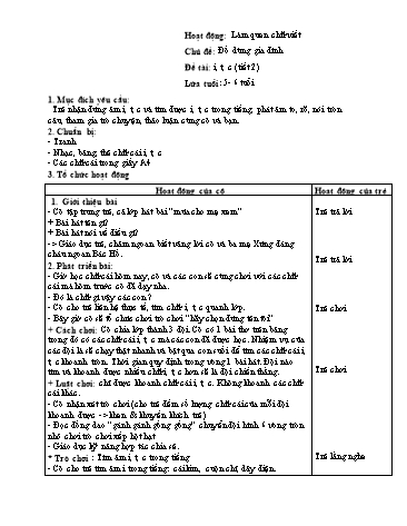 Giáo án mầm non Lớp Lá - Hoạt động: Làm quen chữ viết - Đề tài: I, t, c (tiết 2)