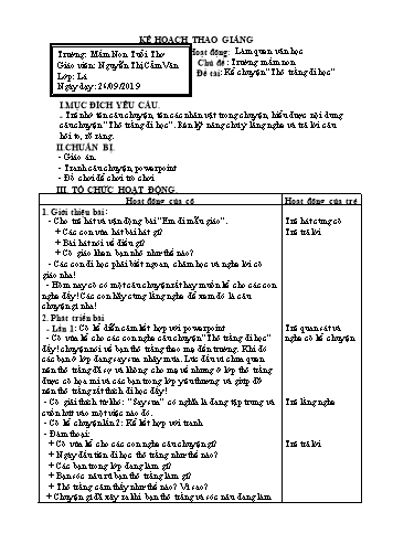 Giáo án mầm non Lớp Lá - Hoạt động: Làm quen văn học - Đề tài: Kể chuyện “Thỏ trắng đi học” - Năm học 2019-2020 - Nguyễn Thị CẩmVân - Trương mầm non Tuổi Thơ