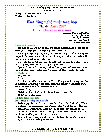 Giáo án mầm non Lớp Lá - Hoạt động nghệ thuật tổng hợp - Đề tài: Đón chào năm mới - Phạm Thị Thu Thảo