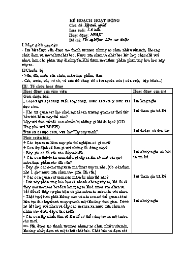 Giáo án mầm non Lớp Lá - Hoạt động ngoài trời - Đề tài: Thí nghiệm: Sữa ma thuật