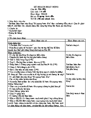 Giáo án mầm non Lớp Lá - Hoạt động: Phát triển thể chất - Đề tài: Đi ngang bước dồn