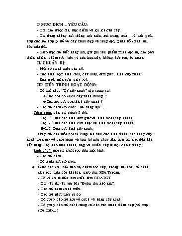 Giáo án mầm non Lớp Lá - Hoạt động tạo hình - Đề tài: Vẽ cây xanh