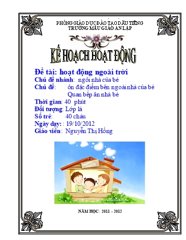 Giáo án mầm non Lớp Lá - Kế hoạch hoạt động - Đề tài: Hoạt động ngoài trời - Nguyễn Thị Hồng