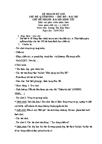 Giáo án mầm non Lớp Lá - Làm quen chữ cái: S, x (tiết 3) - Năm học 2020-2021 - Lương Thị Kim Thoa