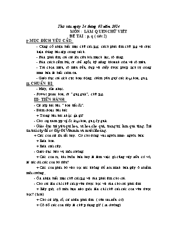 Giáo án mầm non Lớp Lá - Làm quen chữ viết - Đề tài: P, q (Tiết 2)