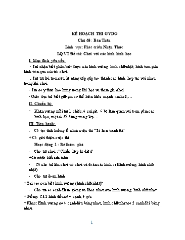 Giáo án mầm non Lớp Lá - Làm Quen với Toán - Đề tài: Chơi với các hình hình học