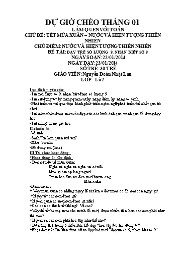Giáo án mầm non Lớp Lá - Làm quen với Toán - Đề tài: Dạy trẻ số lượng 9, nhận biết số 9 - Nguyễn Đoàn Nhật Lan