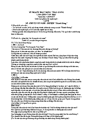 Giáo án mầm non Lớp Lá - Môn: Làm quen văn học. Kể chuyện bé nghe: Truyện Thánh Gióng - Trần Phụng Kiều